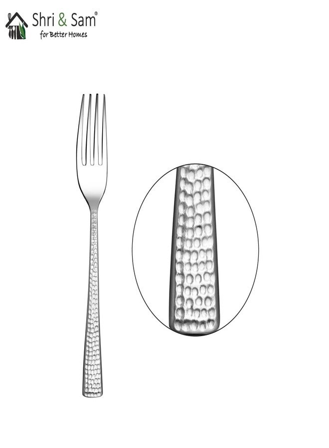 Shri & Sam Stainless Steel Impressa Hammered Desert Fork,6 Pieces - Image 3